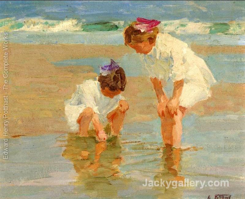 Girls Playing in Surf by Edward Henry Potthast paintings reproduction